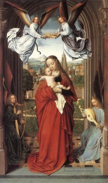 vier evangelisten Ölbilder verkaufen - Jungfrau und Kind mit vier Engeln WGA Gerard David